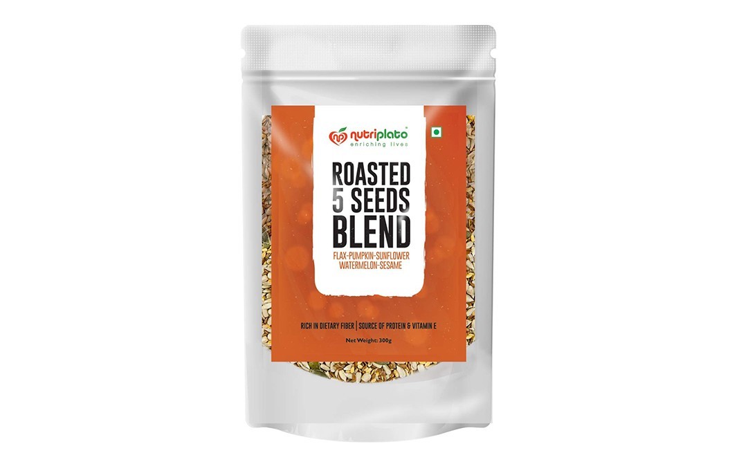 Nutriplato Roasted 5 Seeds Blend Flax-Pumpkin-Sunflower-Watermelon-Sesame   Pack  300 grams